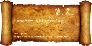 Mascher Krisztofer névjegykártya
